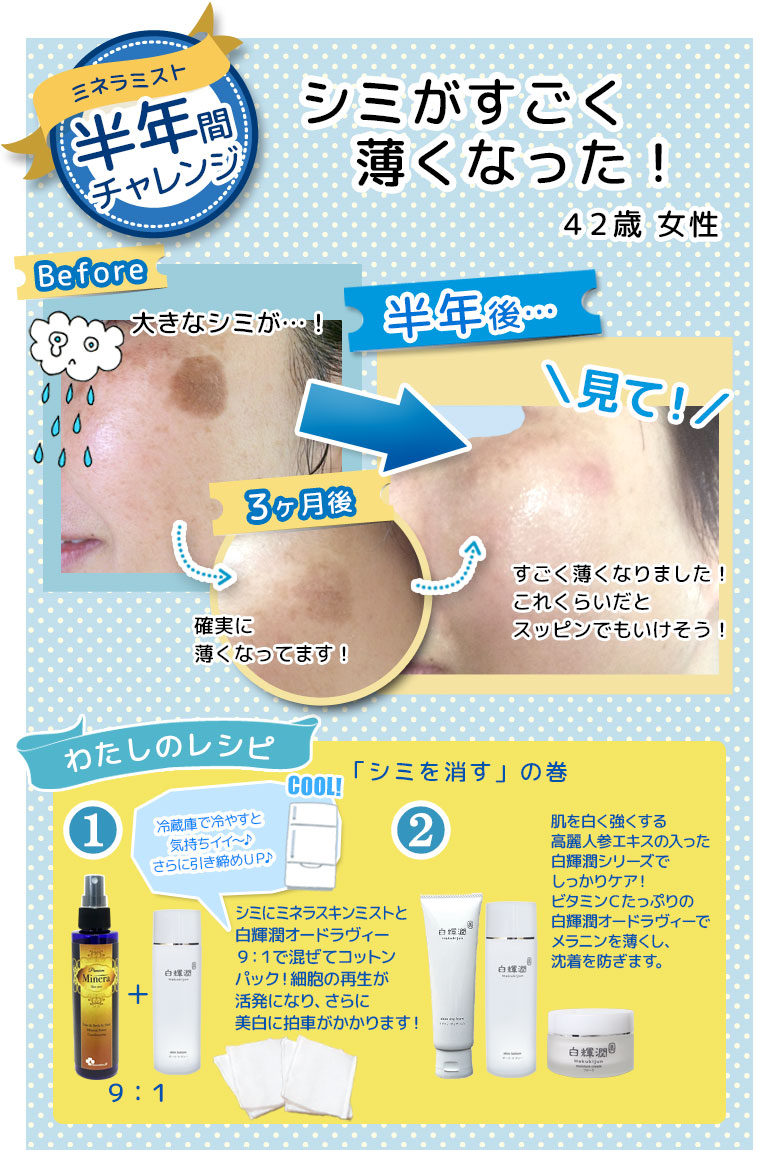 ミネラスキンミストBeforeAfter シミ改善1